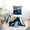 Navy Blue and Gold Throw Pillow Covers 18x18 Inches Set of 4, Modern Decorative Abstract Oil Painting Pillow Cover - 4 of 4