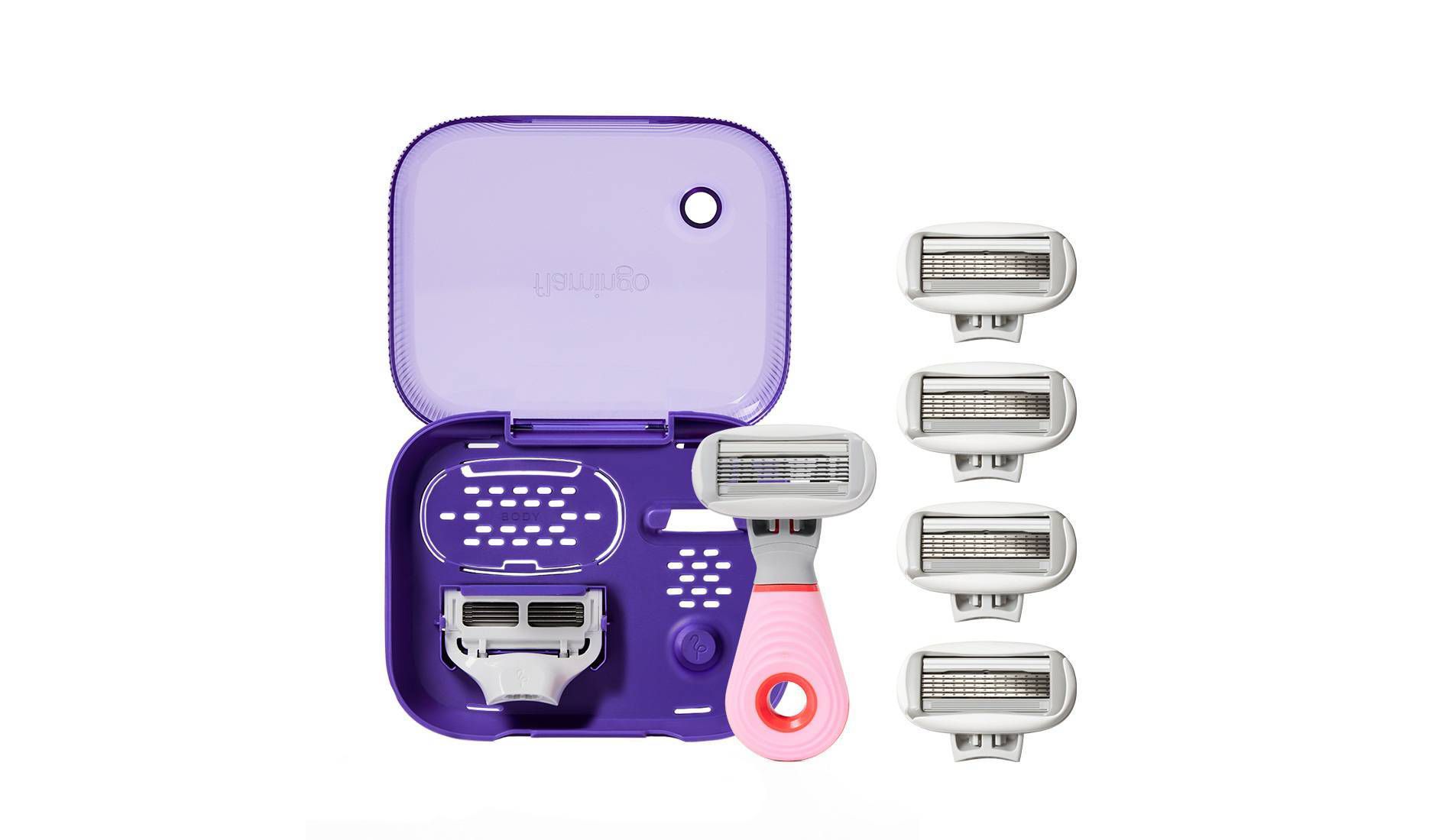 Flamingo Travel Size Razor + 4 Count Women's 5-Blade Refills Cartridges