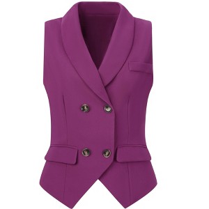 INSPIRE CHIC Women's Lapel Collar Dressy Versatile Racerback Waistcoat Suit Vest - 1 of 4