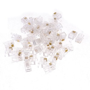 Unique Bargains Plastic Clear Standard Connection RJ9 Telephone Connector 50 Pcs - 1 of 4