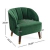 Velvet Upholstered Barrel Accent Chair with Curved Tufted Back, Square Arms and Rubberwood Legs - 2 of 4