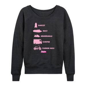 Women's - Barbie - Barbie Vehicles Lightweight French Terry Wide Neck Long Sleeve Shirt - 1 of 4