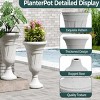 Syemin Planters 2PCS 23" Plastic Planter Planters with Drainage Holes Petal Design, Heavy-Duty Classic Large Flower Pots, Grey, 15.76"*15.76"*23.64" - 4 of 4