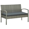 vidaXL 4 Piece Patio Lounge Set with Cushions Poly Rattan Gray - 4 of 4