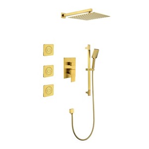 PAGED Shower Head Luxury Shower System with Hand Shower, Slide Bar, Bodysprays, Shower Arm, Hose and Lever Handles for Bathroom - 1 of 4