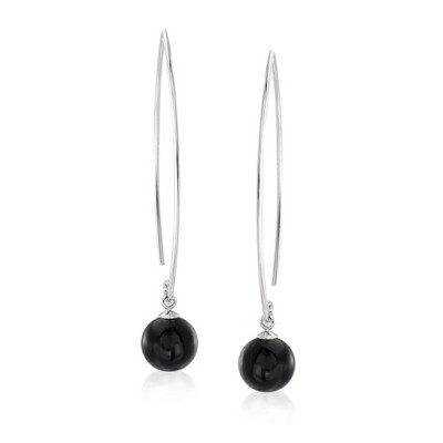 Ross-Simons Black Onyx Threader Drop Earrings in Sterling Silver