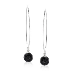 Ross-Simons Black Onyx Threader Drop Earrings in Sterling Silver - 1 of 4