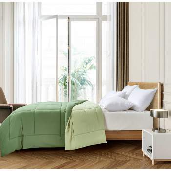 Full/Queen Reversible Microfiber Down Alternative Comforter Olive/Sage - Blue Ridge Home Fashions