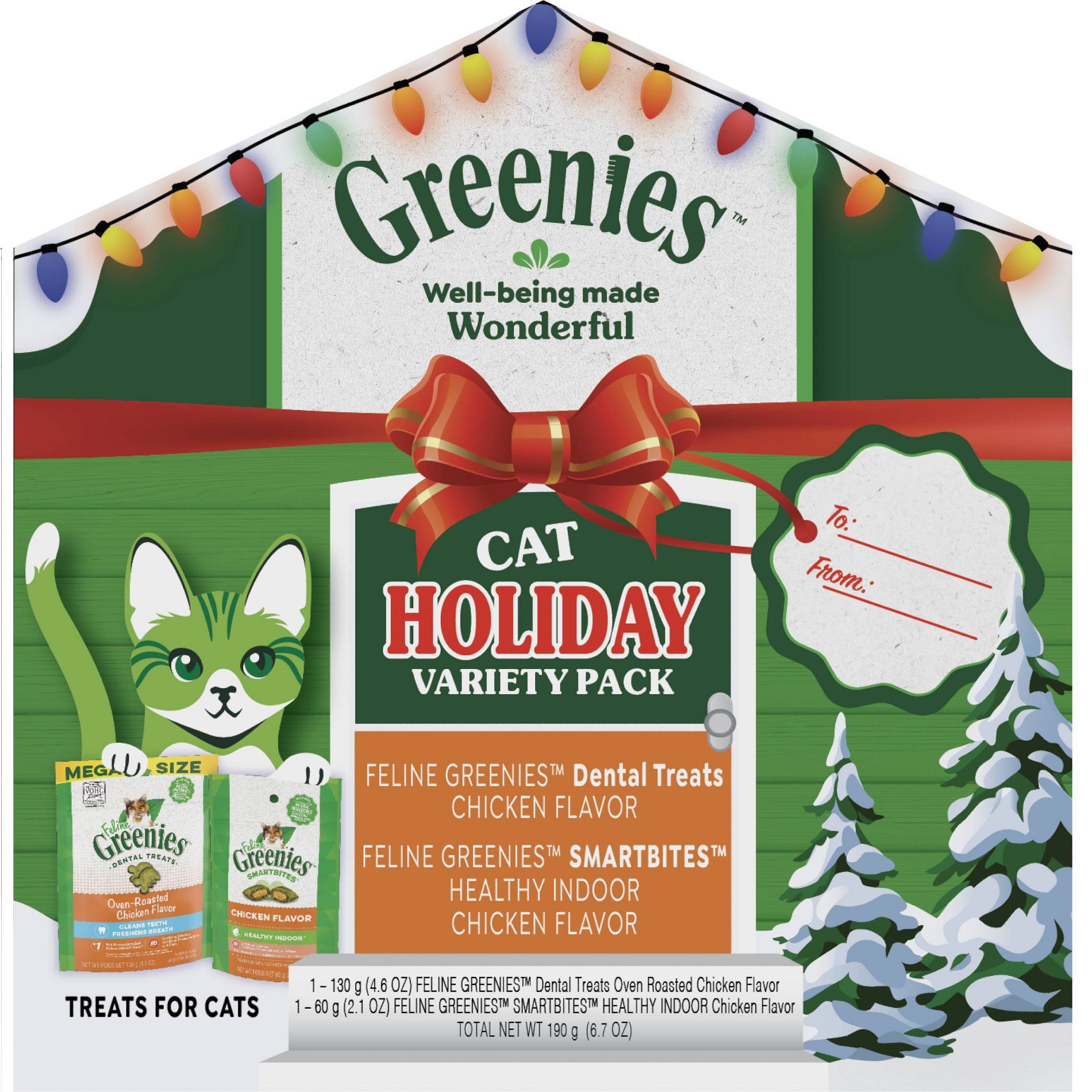 Greenies Holiday Gift Set with Seafood and Chicken Flavor Cat Treats - 6.7oz/2pk