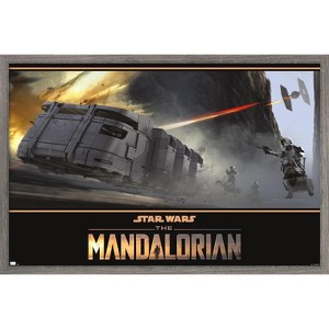 Trends International Star Wars: The Mandalorian Season 2 - TIE Fighter Battle Framed Wall Poster Prints - 1 of 4