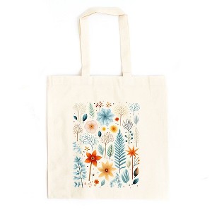 City Creek Prints Winter Floral Canvas Tote Bag - 15x16 - Natural - 1 of 2