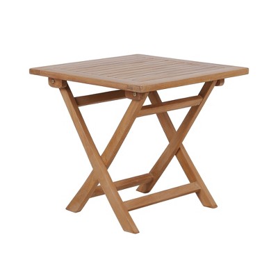 BENCMATE Desks, Wood Fold-in-Half Utility Table with Carrying Handle, Small Indoor Outdoor Folding for Picnic, BBQ, Brown, 17.72"*17.72"*16.54"