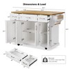 JUJABU 54'' Large Kitchen Island with Rubber Wood Drop Leaf, Rolling Cart with Embossed Texture, 4 Wheels, 4 Doors & 3 Drawers - 4 of 4