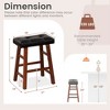 Costway Set of 2 Upholstered Barstools 24''/29'' Backless Rubberwood Dining Chairs Black&Brown - 3 of 4