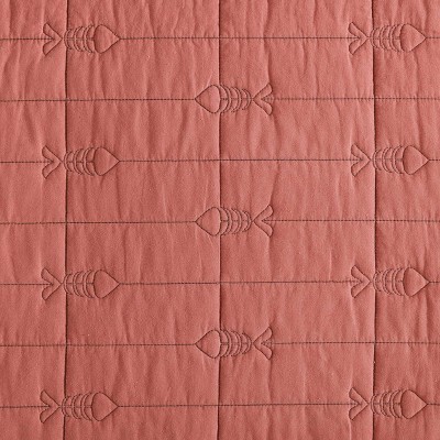 King Gray and Terracotta Cotton Reversible Quilt Set