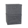 Household Essentials Set of 2 Wide Storage Boxes with Lids Graphite Linen - image 2 of 4