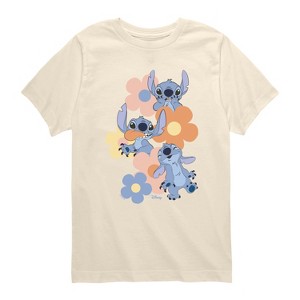 Boys' - Disney - Stitch Pop Flowers Short Sleeve Graphic T-Shirt - 1 of 3