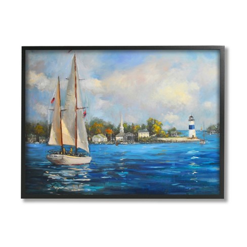 Stupell Industries Sailboats Ocean Landscape Framed Giclee Art - image 1 of 4