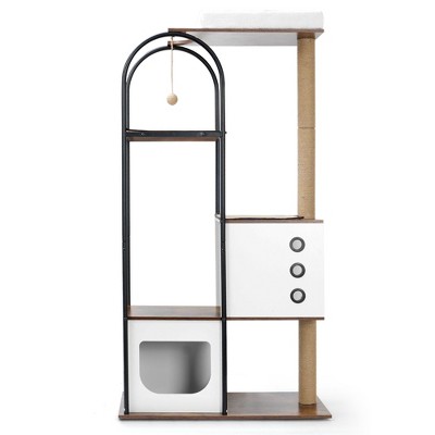 Gulches Elevate Your Cat's Indoor Adventure: Modern Multi - Level Cat Condo In White