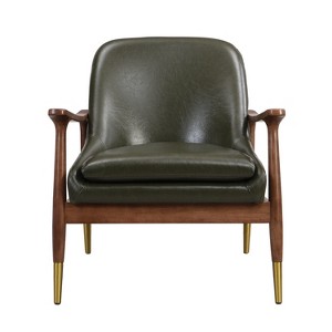 Christopher Knight Home Freja Modern Faux Leather and Wood Accent Chair - 1 of 4