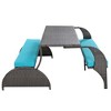 Outdoor Patio Furniture Set, Convertible Picnic Upholstered Bench Table, Picnic Table Couch, Chairs and Coffee Table for Backyard Balcony Lawn - 3 of 4