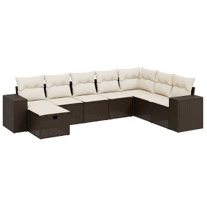 vidaXL Garden Sofa Set Brown Poly Rattan, Steel Large Modular - 1 of 4
