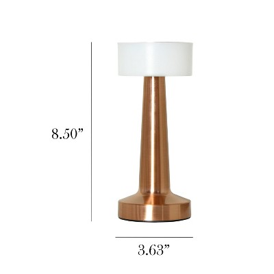 Copper 8.5" Cordless Touch Sensor Saucer Desk Lamp