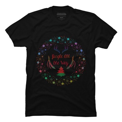 Men's Design By Humans Christmas Jingle All The Way Snowflake Circle By famenxt T-Shirt
