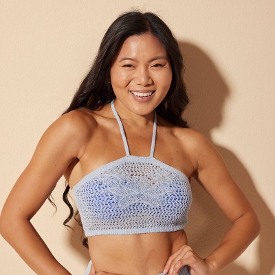 Shade & Shore Women's Knit Halter Cover Up Crop Top - Shade & Shore™ Blue XS — фото 3