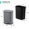 1.3 Gallon Trash Can, Stainless Steel Kitchen Trash Can with Lid, Soft Close Step-On Pedal, 5 Liters Ideal - 2 of 4