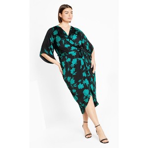 Women's Plus Size Kimberly Print Maxi Dress - aquarelle | CITY CHIC - 1 of 4