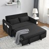 55" Pull Out Sleeper Sofa Bed, Velvet Upholstered Loveseat Sofa with Adjustable Backrest and Pillows-ModernLuxe - 2 of 4