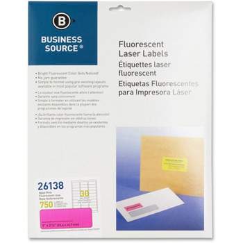 Business Source Laser Labels Fluorescent 1"x2-5/8" 750/PK Neon Pink 26138