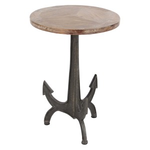 Metal and Wood Anchor Table Brown/Black - Olivia & May: Nautical-Inspired, Round Accent Table for Home Decor - 1 of 4