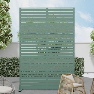 PexFix 72 in. x 47 in. Green Metal Freestanding Privacy Screen Garden Fence For Deck Patio Balcony Outdoor Privacy Panel Louvered Design - 1 of 4