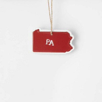 3.3'' Red Metal Pennsylvania on White Wood Christmas Tree Ornament - Wondershop™