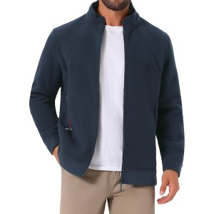INSPIRE CHIC Men's Stand Collar Full Zip Long Sleeve Plush Fleece Winter Jacket - 1 of 4