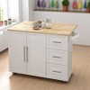 Kitchen Island Cart with Drop-Leaf Solid Wood Tabletop, Storage Cabinet, 3 Drawers, Spice Rack, Towel Holder,Kitchen Cart, Kitchen Cabinets - 2 of 4