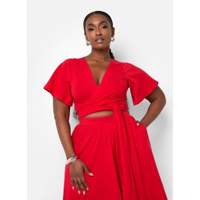 Rebdolls Women's Big Risk Wrap Around Duster Crop Top