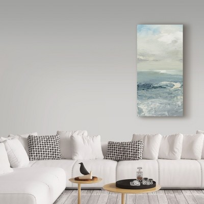 Muted Blue and Gray Abstract Coastal Canvas Art 16x32
