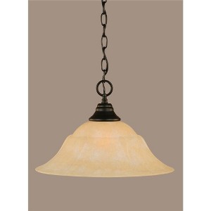 Toltec Lighting Any 1 - Light Pendant in  Matte Black with 16" Amber Marble Shade - 1 of 1