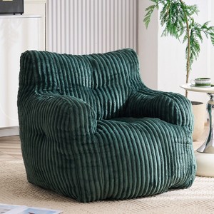 Soft Corduroy Bean Bag Chair with Memory Foam Filling, Tufted Round Lounge Seat for Modern Indoor Spaces, No Assembly Needed-Baofuwish - 1 of 4