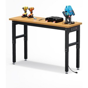 60" Wide Adjustable Workbench with Power Outlets, 2200 LBS Heavy-Duty Work Table with Bamboo Top & Leveling Feet for Garage, Workshop, Home & Office - 1 of 4