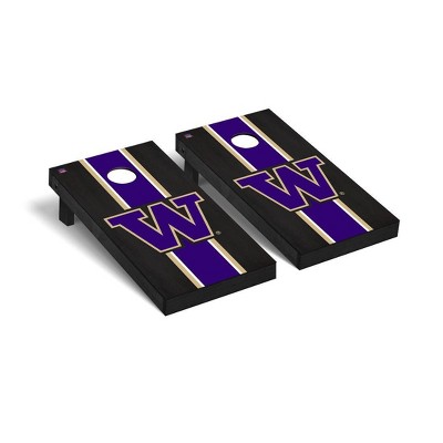 NCAA Washington Huskies Premium Cornhole Board Onyx Stained Stripe Version