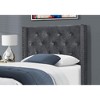 Monarch Specialties Bed Twin Size Platform Teen Frame Upholstered Velvet Wood Legs Grey Chrome Transitional - 3 of 4