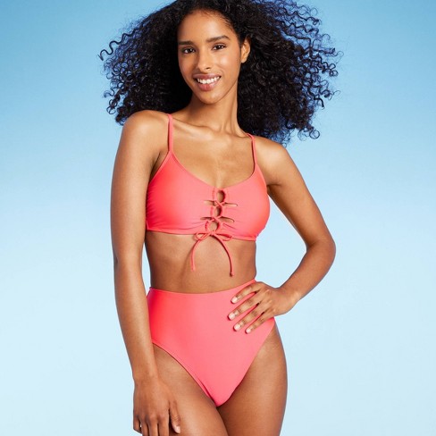Women's Lace-up Bralette Bikini Top - Shade u0026 Shore™ Pink : Target