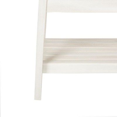 New England Luxe 49" White Acacia Outdoor Bench with Storage