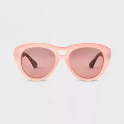 Women's Tortoise Print Rubberized Plastic Cateye Polarized Sunglasses- All in Motion™ Pink