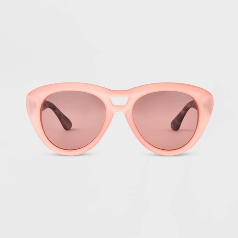 Women's Tortoise Print Rubberized Plastic Cateye Polarized Sunglasses- All  in Motion™ Pink