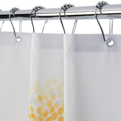Yellow and Gray Floral Polyester Shower Curtain, 10" x 10"